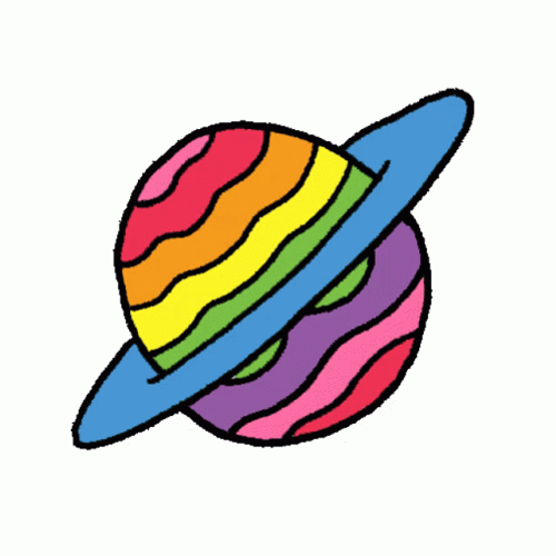 Colorful Rainbow Planet Spinning GIF