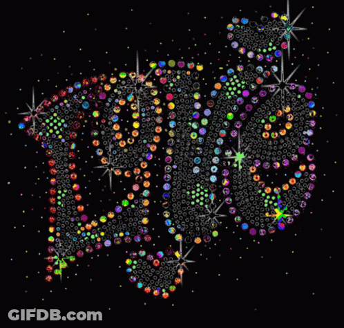 Colorful Rhinestones On A Black Background In The Shape Of A Snake GIF