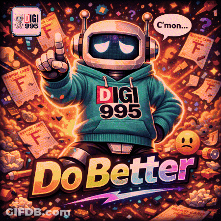 Colorful Robot Wearing Digi 995 Hoodie GIF