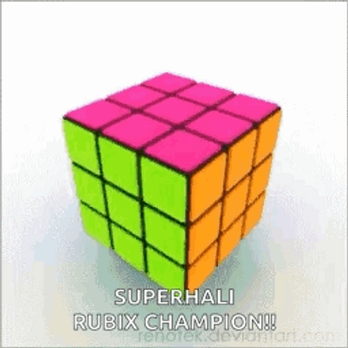Colorful Rubik's Cube Champion GIF
