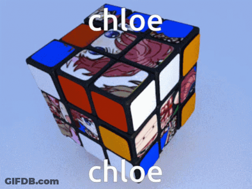 Colorful Rubik's Cube With Chloe Written On It GIF
