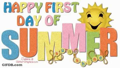 Colorful Sign Happy First Day Of Summer Smiling Sun GIF