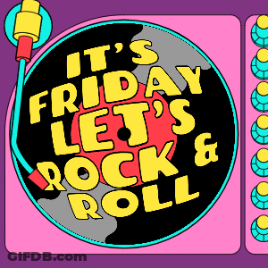 Colorful Sign Saying Its Friday Lets Rock GIF