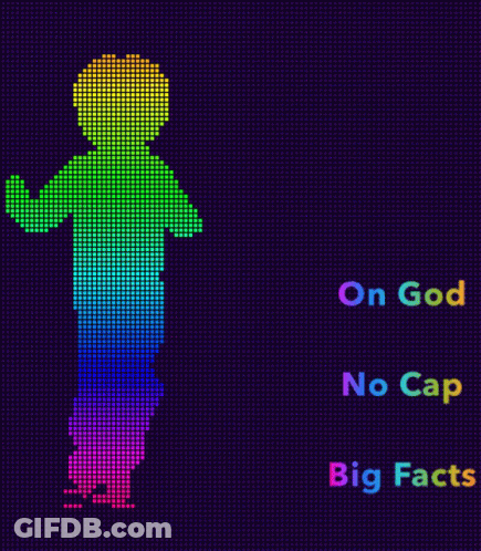Colorful Silhouette Saying On God No Cap Big Facts GIF