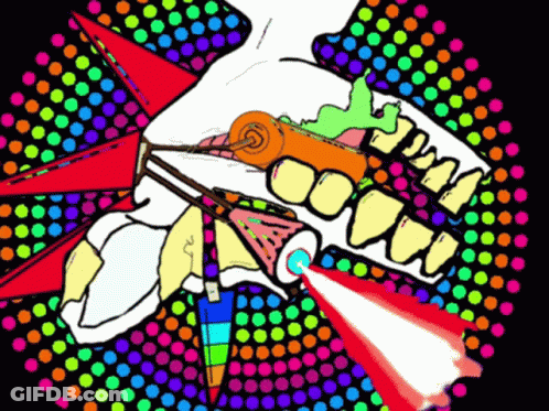 Colorful Skull With Rainbow Background GIF