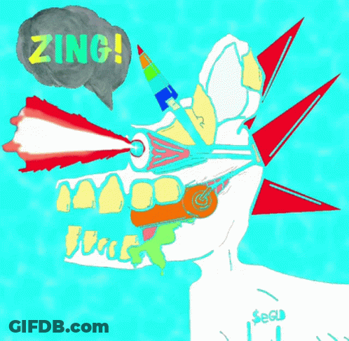 Colorful Skull With Zing Speech Bubble GIF