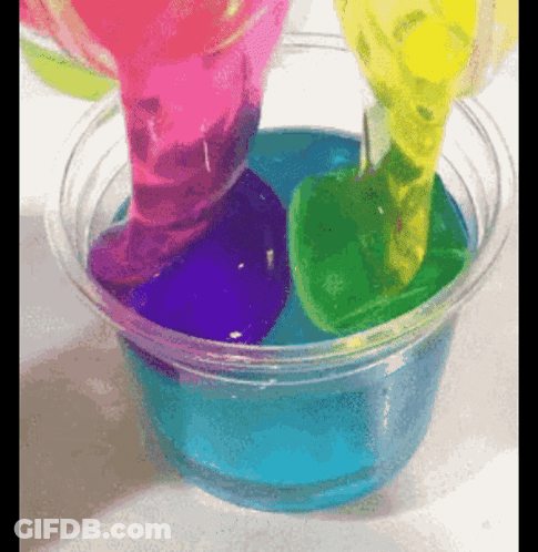 Colorful Slime Poured Into Water GIF