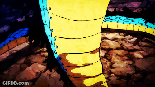 Colorful Snake Tail With Blue And Yellow Markings GIF