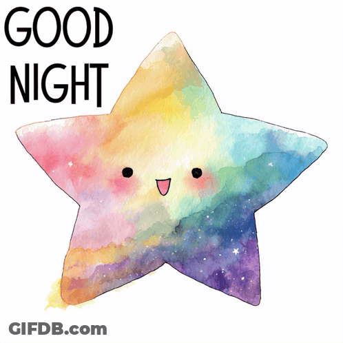Colorful Star With Face Saying Good Night GIF