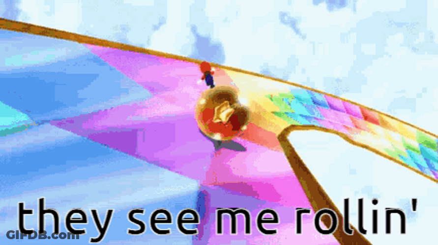 Colorful Super Mario Galaxy They See Me Rollin GIF