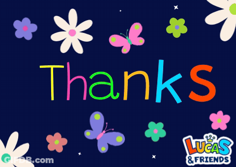 Colorful Thank You Card With Flowers And Butterflies GIF