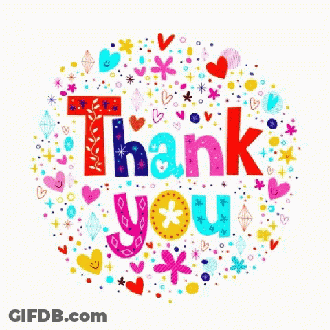 Colorful Thank You Card With Hearts Flowers And Stars GIF