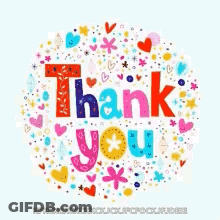 Colorful Thank You Card With Hearts Stars Flowers GIF