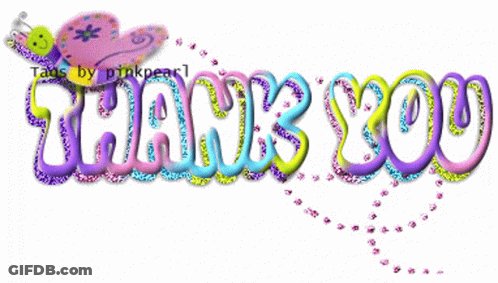Colorful Thank You Sign With Butterfly GIF