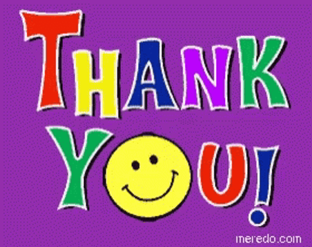 Colorful Thank You Text With Smiling Emoji GIF