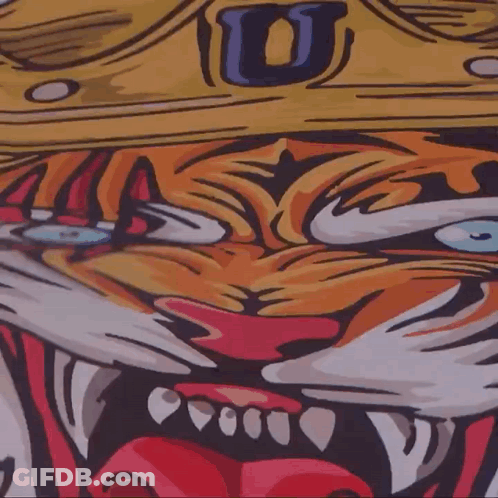 Colorful Tiger Drawing With Crown GIF