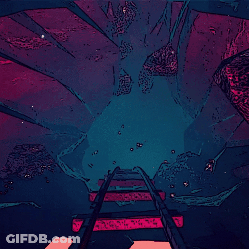 Colorful Train Tunnel Wreck GIF