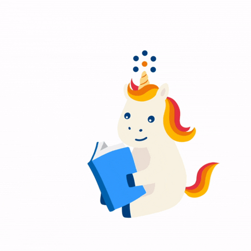 Colorful Unicorn Reading Book GIF