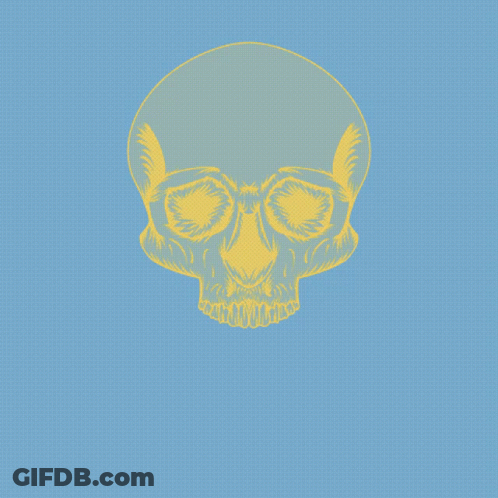 Colorful Walrus Head With Sharp Teeth On Yellow GIF