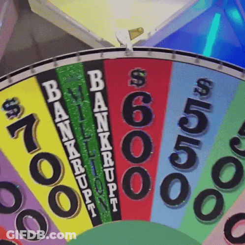 Colorful Wheel Of Fortune With Bankrupt GIF