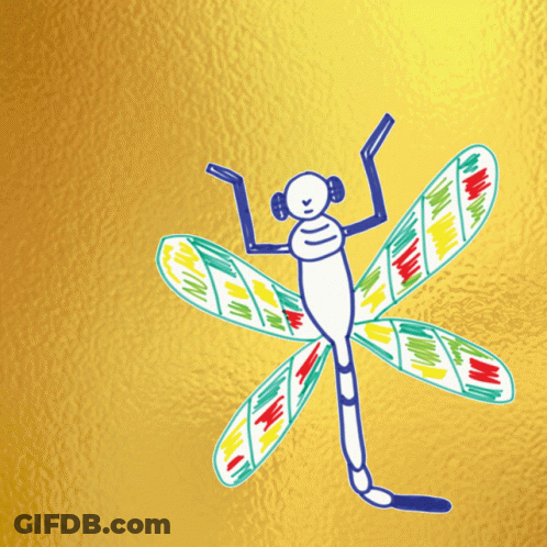 Colorful Winged Dragonfly GIF