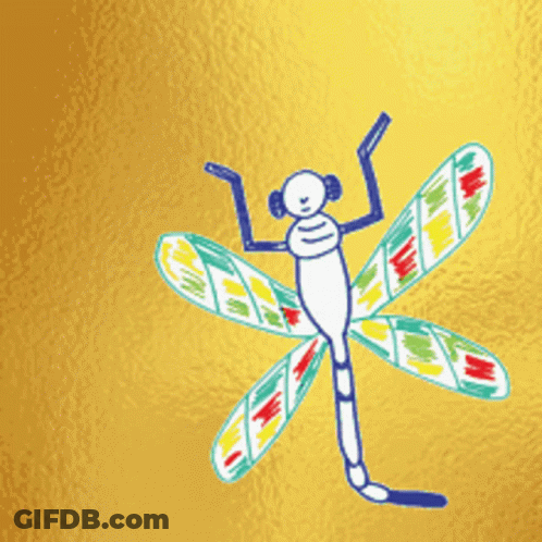 Colorful Winged Dragonfly GIF