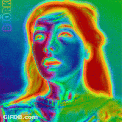 Colorful Woman's Face Saying Bork GIF