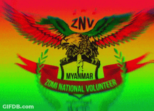 Colorful ZNV Myanmar Zomi National Volunteers Logo GIF