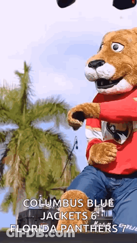 Columbus Blue Jackets Mascot Riding On Truck GIF