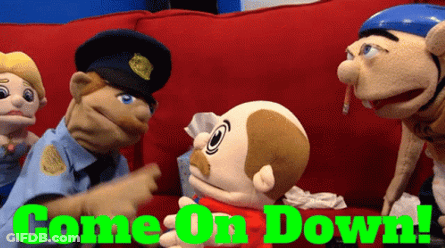 Come On Down Puppet Officer GIF