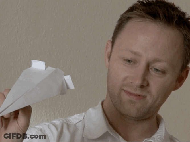 Comedian Limmy Paper Airplane GIF