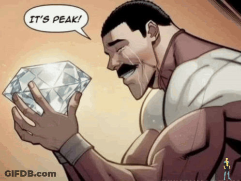 Comic Book Character Holding Diamond Saying Peak GIF