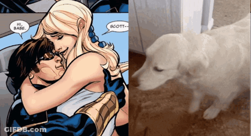 Comic Book Character Hugging Saying Hi Babe GIF