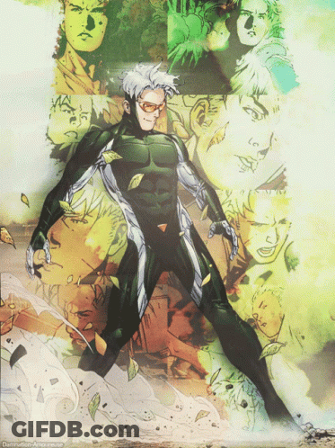Comic Book Character Surrounded By Collage Damnation Amoureuse GIF