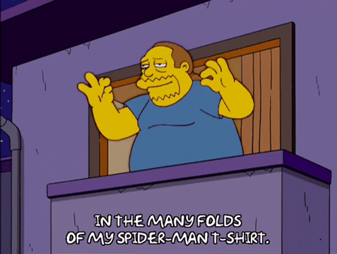 Comic Book Guy Folded Spider Man Shirt GIF