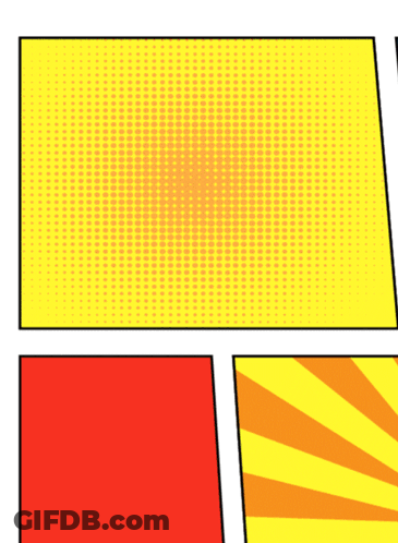 Comic Book Page With Yellow And Orange Stripes And Dots GIF
