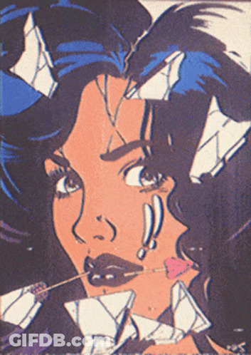 Comic Book Woman With Broken Heart In Mouth GIF