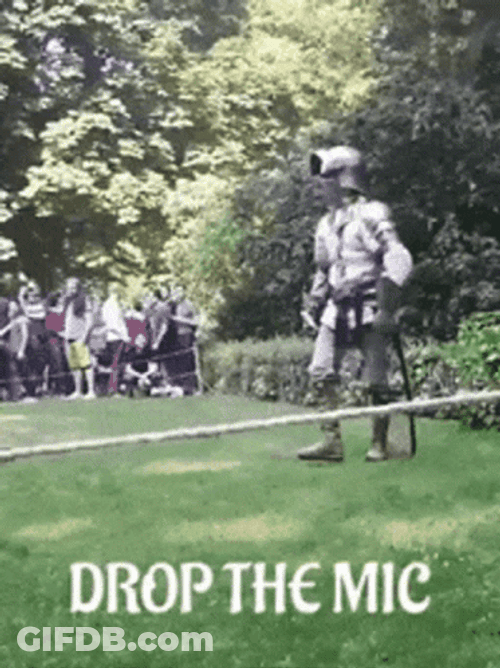Comical Drop The Mic In Armor Suit GIF