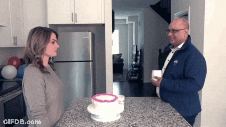 Comical Lady Faceplant On Cake GIF