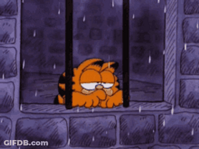 Comics Sad Sleepy Garfield Cat Raining GIF