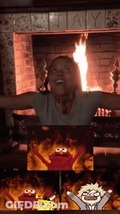 Community Characters In Fire GIF