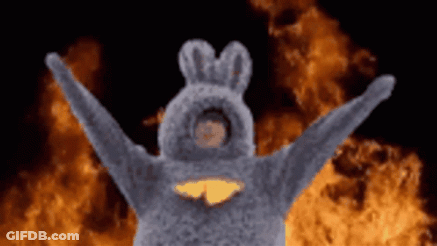 Community Fire Bunny Costume GIF