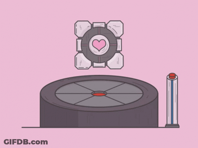 Companion Cube Heart Design Falling Portal 2 GIF