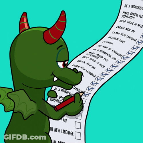 Completed Cartoon Dragon Checking List GIF