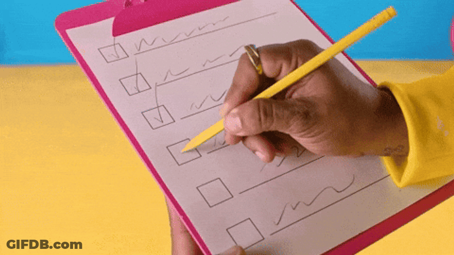 Completed Hand Checking List GIF