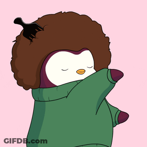 Completed Pudgy Penguin Brushing Off Flippers GIF
