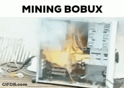 Computer Case Smoking With Mining Bobux GIF