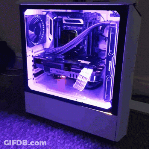 Computer Case With Purple Light Inside GIF