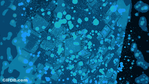 Computer Chip With Flower Surrounded By Circuit Boards GIF