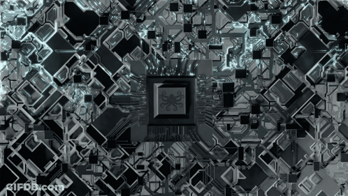 Computer Chip With Octopus On Circuit Board GIF